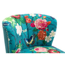 Red Flower & Butterfly on Blue Accent Chair
